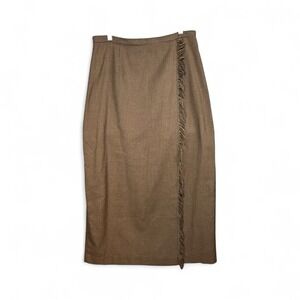 Vtg 90s Stonebridge Womens Wrap Skirt Maxi Houndstooth 16 Fringe Heritage Prep